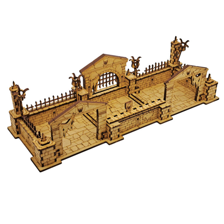 Dugout Blood Bowl MDF dual kit for the Undead and Vampires teams, featuring modular elements and game accessories.