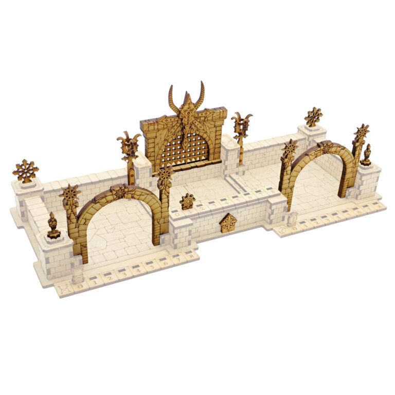 Chaos Accessories for the Blood Bowl MDF Expandable Pit, featuring modular elements for the Chaos Chosen, Khorne, Nurgle, and Chaos Renegades.