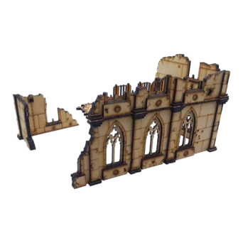 Imperial Archives 40K – Gothic building in ruins with an upper storey and an L-shaped annexe for Warhammer 40,000 Hive City scenery