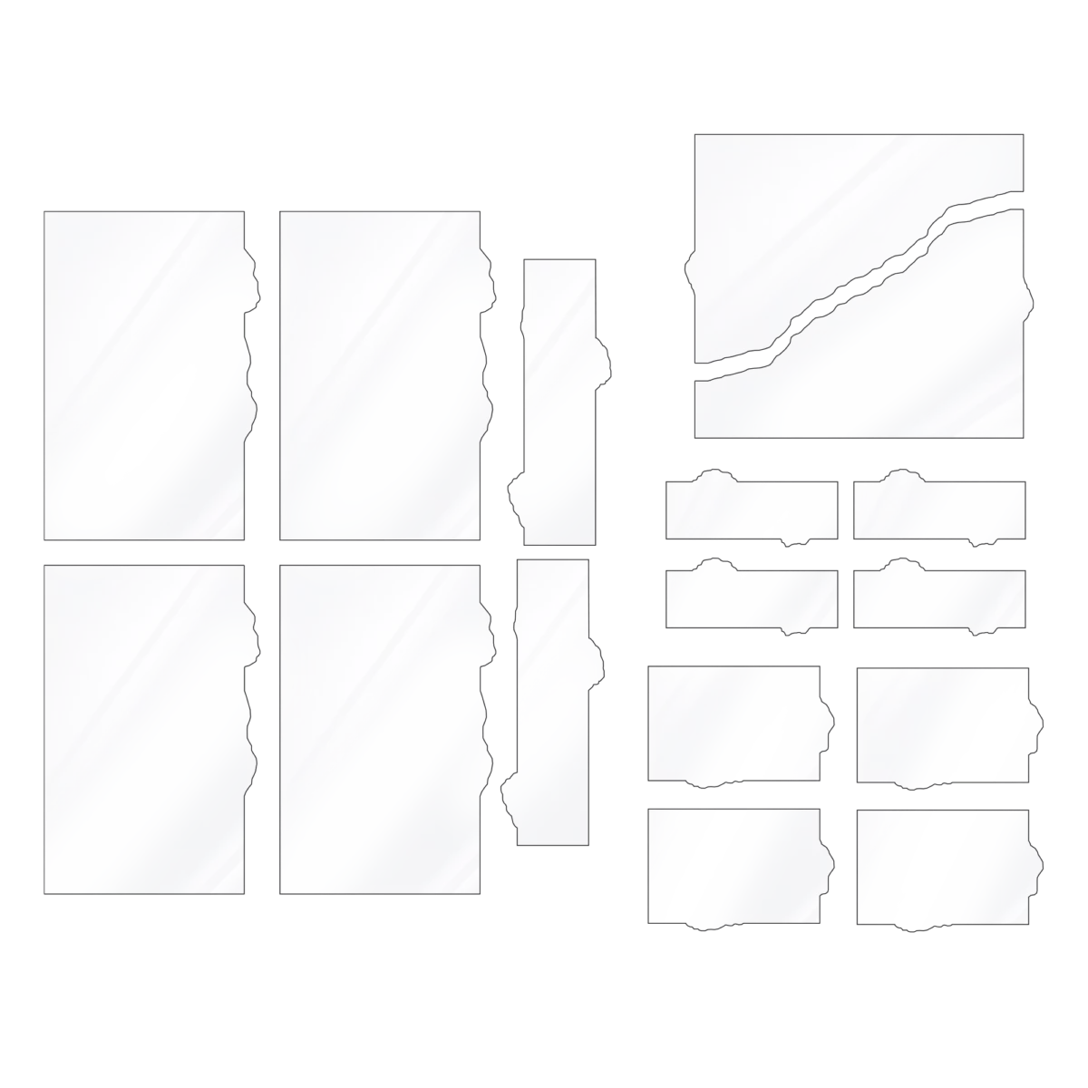 40K transparent terrain area set – clear Plexiglass templates for marking out scenery areas on a Warhammer 40,000 table