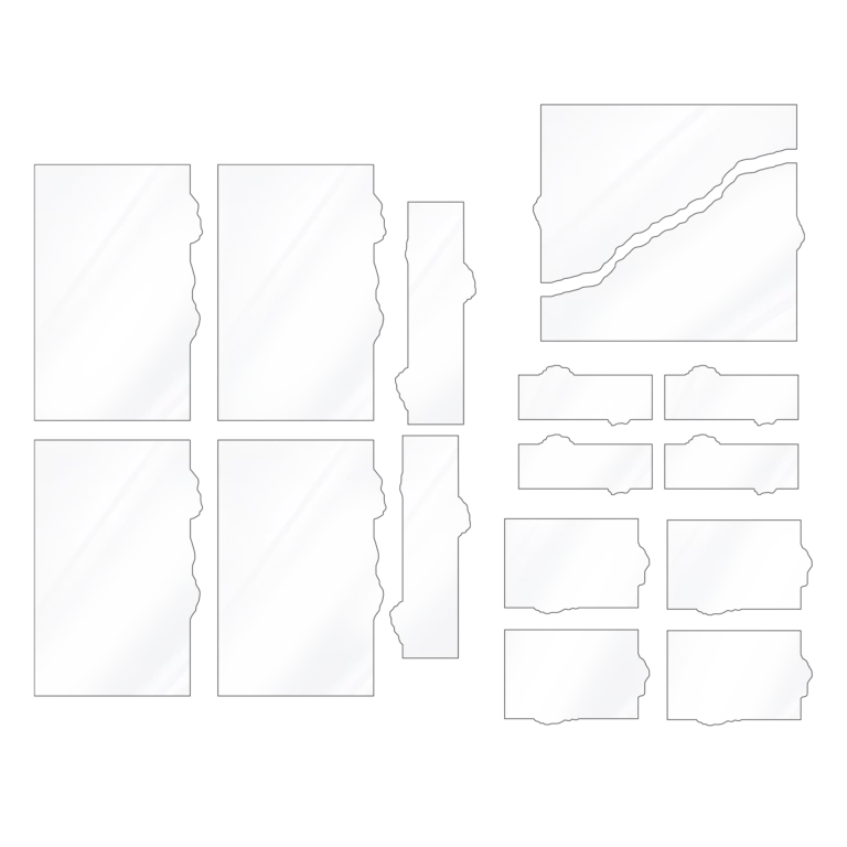 40K transparent terrain area set – clear Plexiglass templates for marking out scenery areas on a Warhammer 40,000 table
