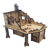 Centre de communications détruit 40K – bâtiment utilitaire en ruines avec étage pour décor Warhammer 40,000 compatible V11