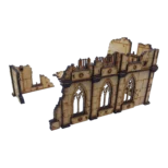 Archives impériales 40K – bâtiment gothique en ruines avec étage et annexe en L pour décor Warhammer 40,000 cité-ruche