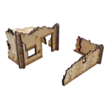 Décor Magasin en ruines pour Warhammer 40K. Kit en deux pièces compatible V11, conçu pour s'intégrer sur un socle réglementaire de 6" x 4".